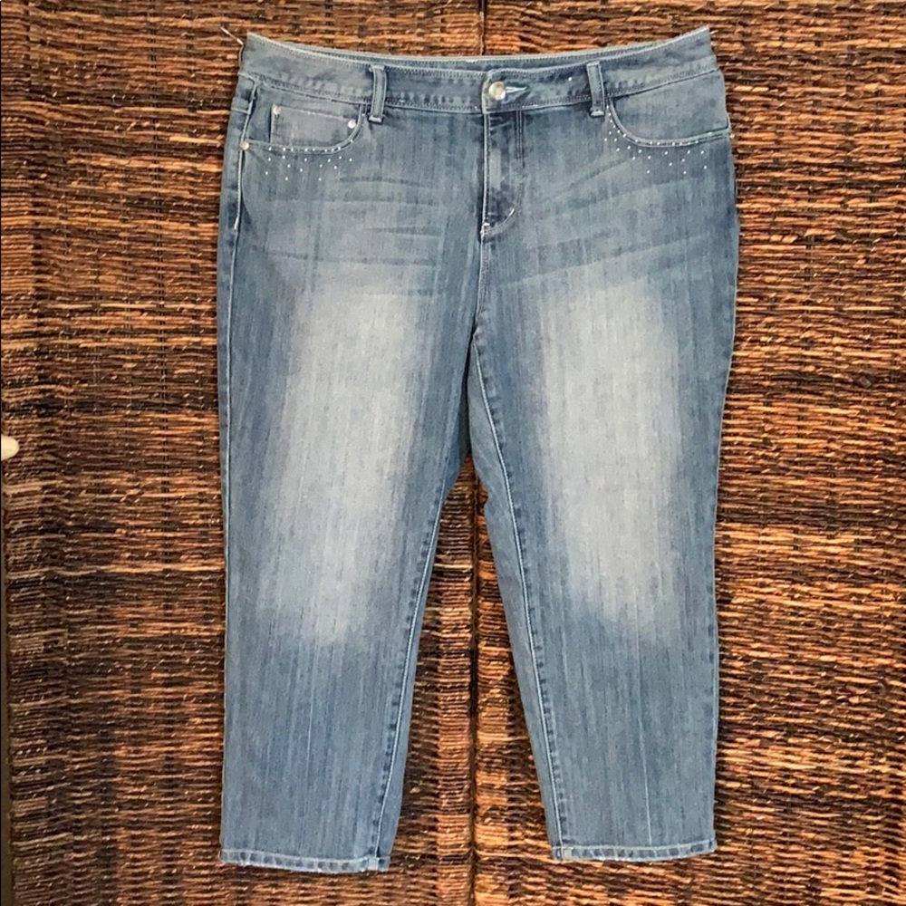 INC denim crop jeans with embellishments